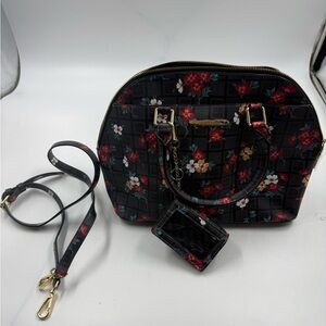 Steve Madden Floral dome Satchel With Matching Detach Id Holder